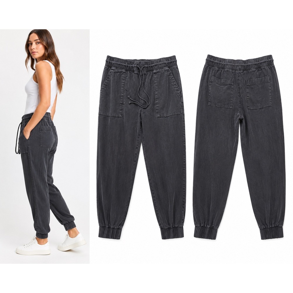 Bella Dahl Chelsea Pocket Joggers Large Washed Charcoal Tencel Lyocell